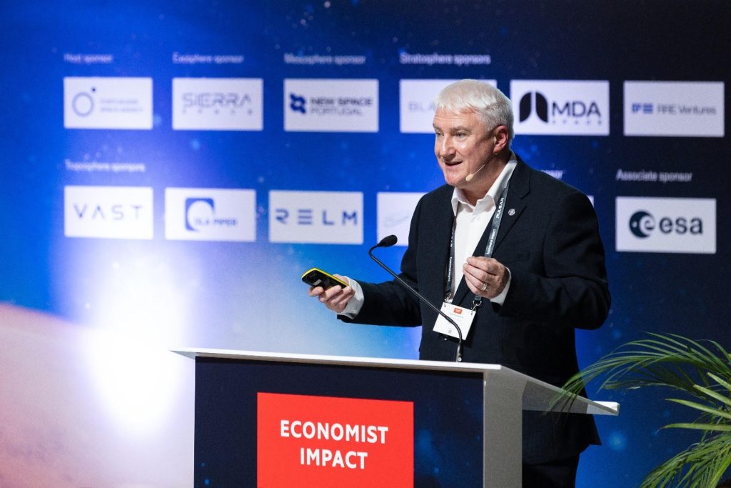 Chris Newlands presenting at Economist Impact’s Space Economy Summit 2024 