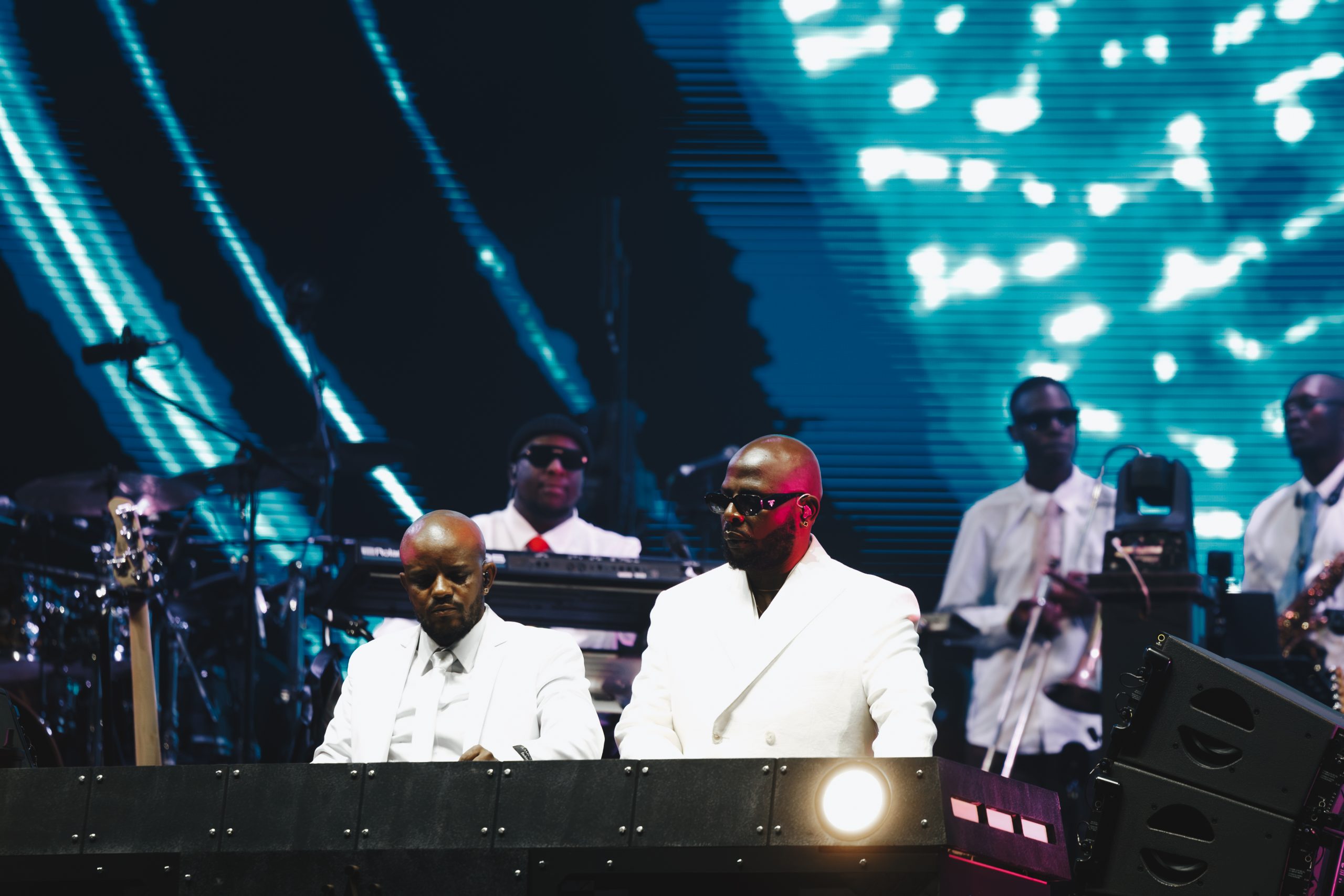 DJ Maphorisa and Kabza De Small performing together on stage at Scorpion Kings Live at FNB Stadium. Photo: Mini Photography.
